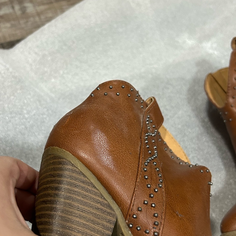 Indigo Brown Studded Ankle Booties - Picture 2 of 5